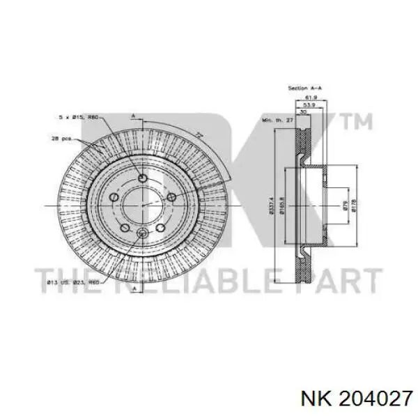 204027 NK freno de disco delantero