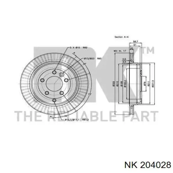 204028 NK disco de freno trasero