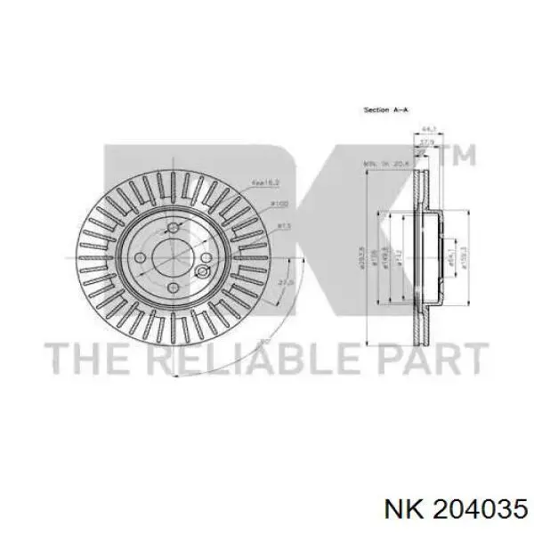 204035 NK freno de disco delantero