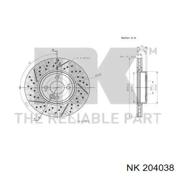 204038 NK freno de disco delantero