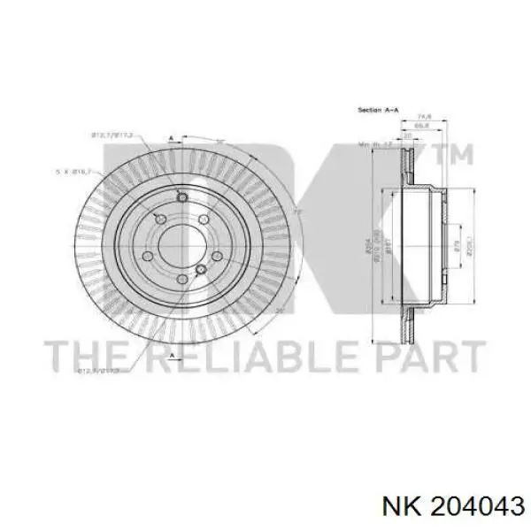 204043 NK disco de freno trasero