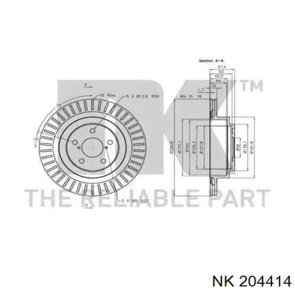 204414 NK disco de freno trasero