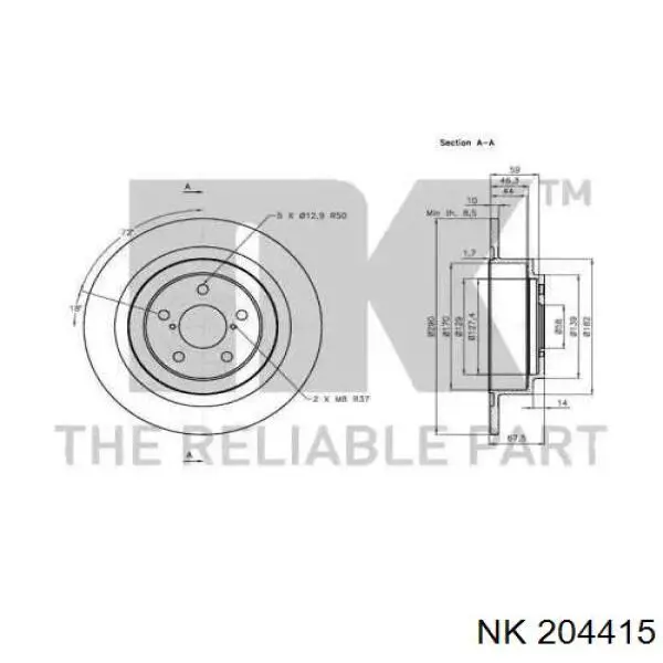 204415 NK disco de freno trasero