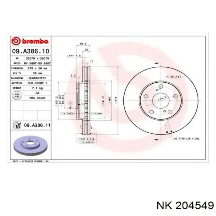 Disco de freno DI275C Japan Parts