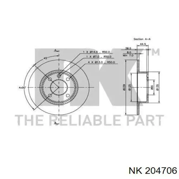 204706 NK freno de disco delantero