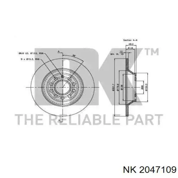 2047109 NK disco de freno trasero