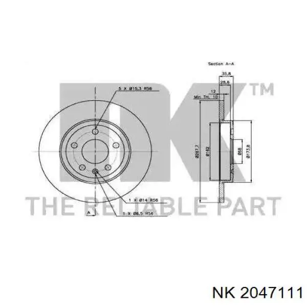 2047111 NK disco de freno trasero