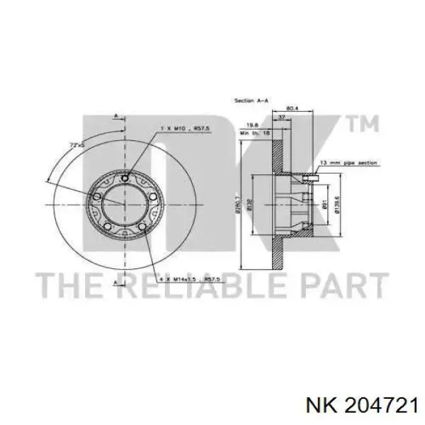 204721 NK freno de disco delantero