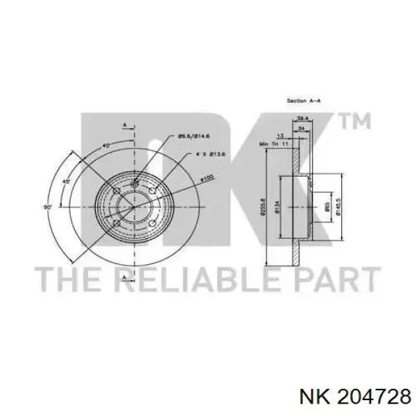 204728 NK freno de disco delantero