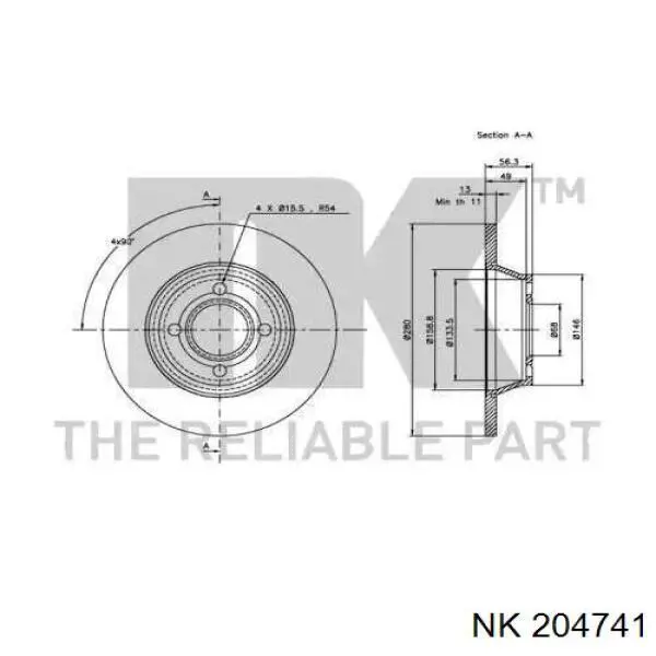 204741 NK freno de disco delantero