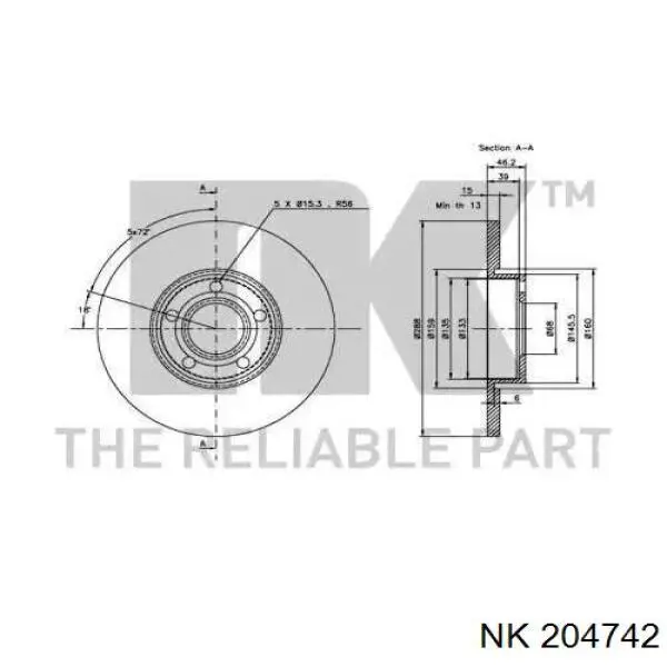 204742 NK freno de disco delantero