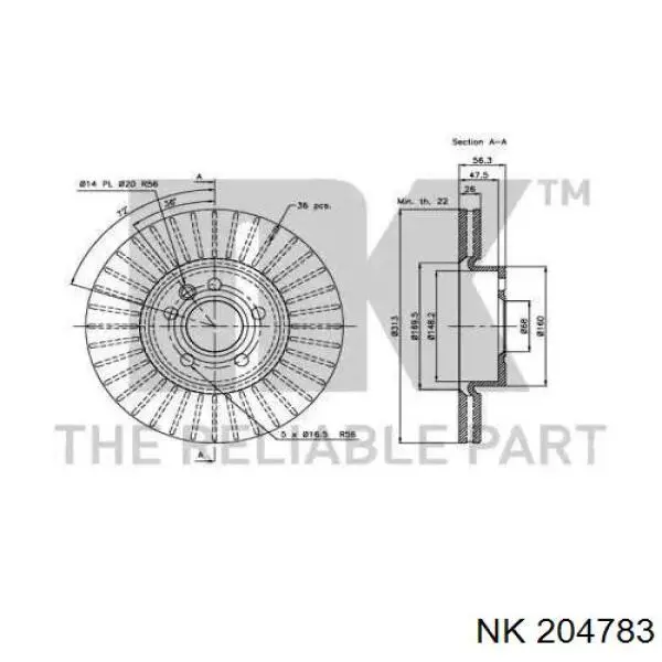 204783 NK freno de disco delantero