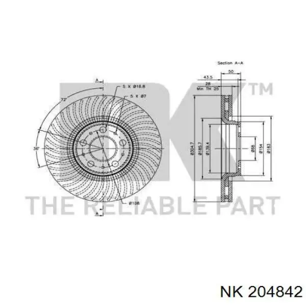 204842 NK freno de disco delantero