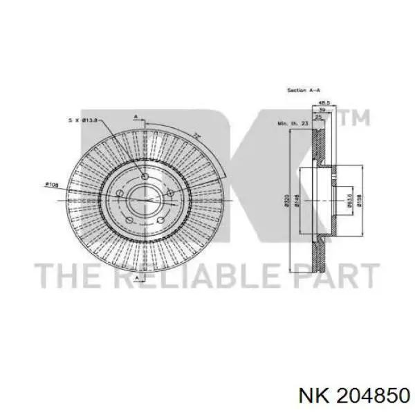 204850 NK freno de disco delantero