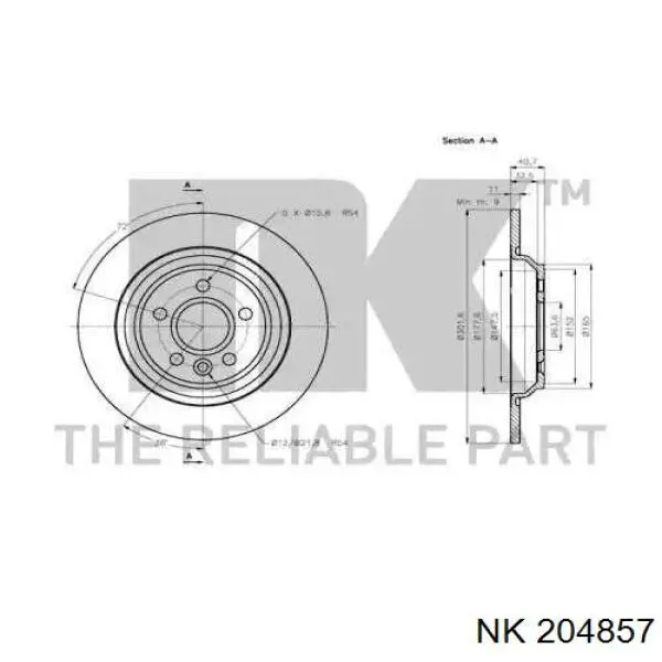 204857 NK disco de freno trasero