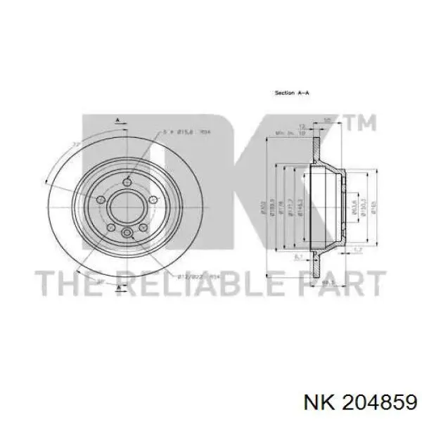 204859 NK disco de freno trasero