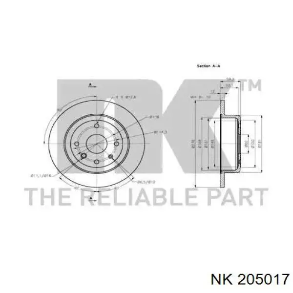 205017 NK disco de freno trasero