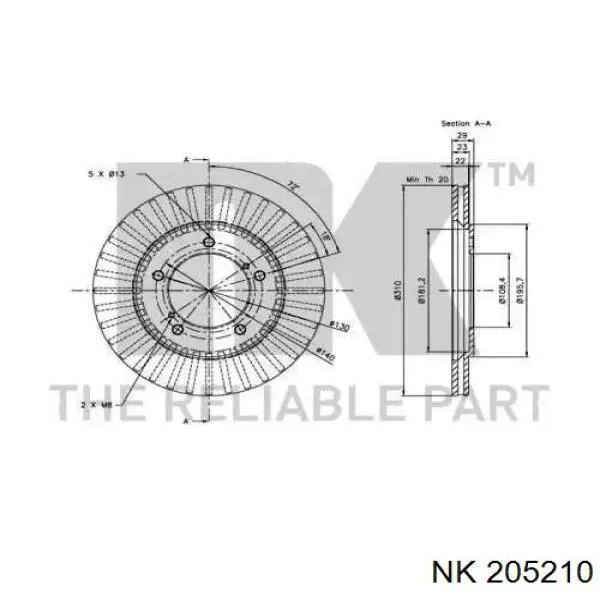 205210 NK freno de disco delantero