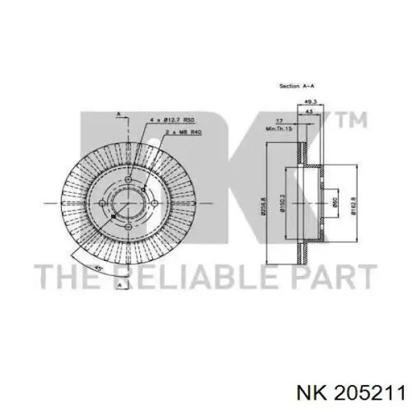 205211 NK freno de disco delantero