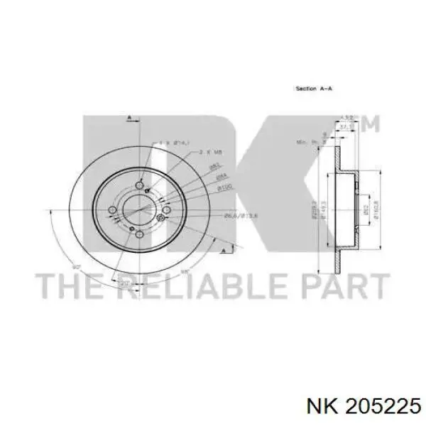 205225 NK disco de freno trasero