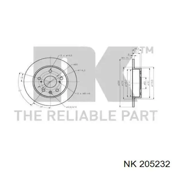 205232 NK disco de freno trasero