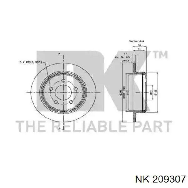 209307 NK disco de freno trasero