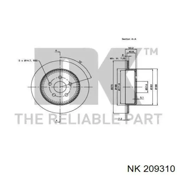209310 NK disco de freno trasero