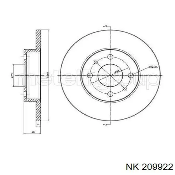 Disco de freno trasero Alfa Romeo 146 930