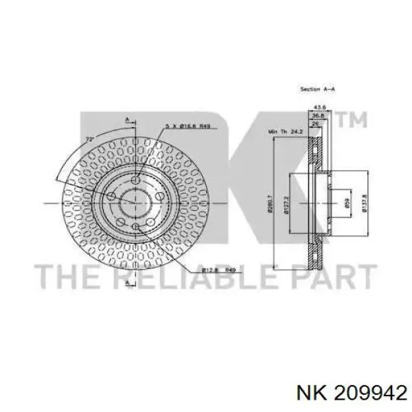 209942 NK freno de disco delantero