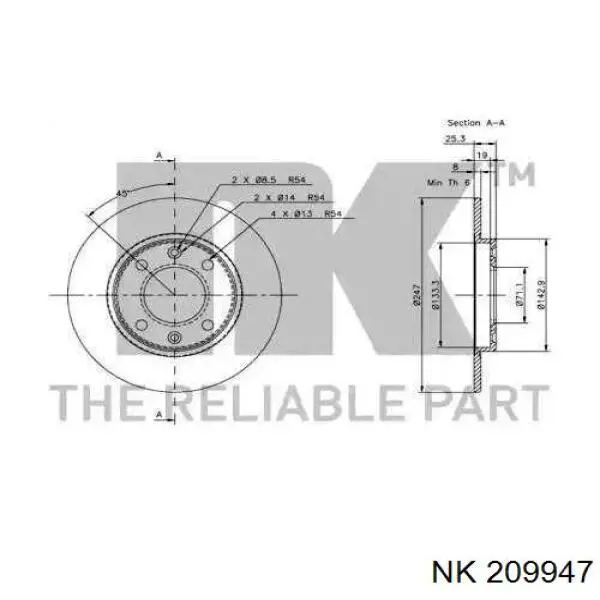 Disco de freno trasero Peugeot 206 2A/C