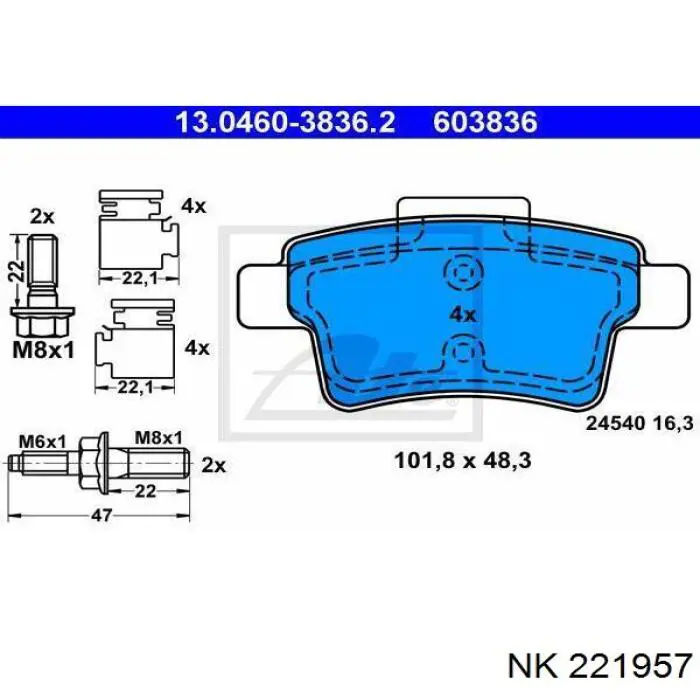 Comprar 221957 NK Pastillas de freno traseras