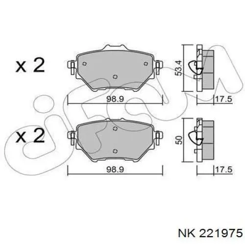 Pastillas de freno traseras NK 221975