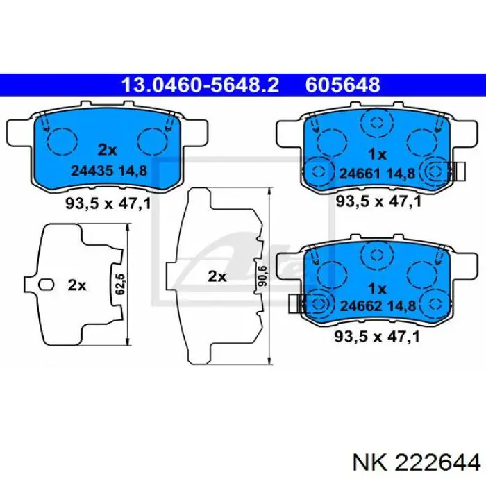 222644 NK pastillas de freno traseras