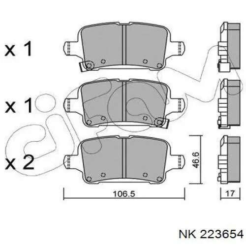 223654 NK pastillas de freno traseras