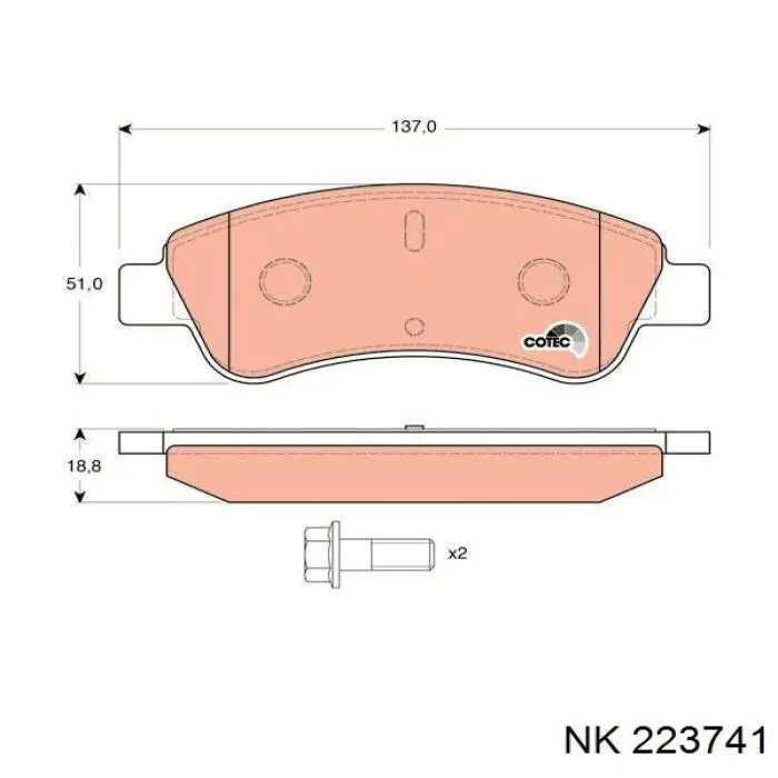 Pastillas de freno delanteras NK 223741