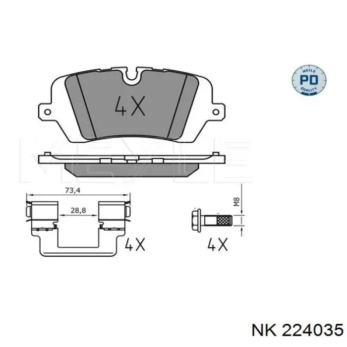 224035 NK pastillas de freno traseras