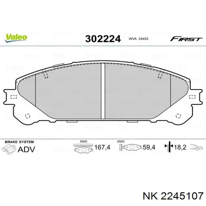 2245107 NK pastillas de freno delanteras