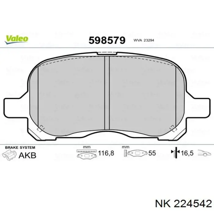 224542 NK pastillas de freno delanteras