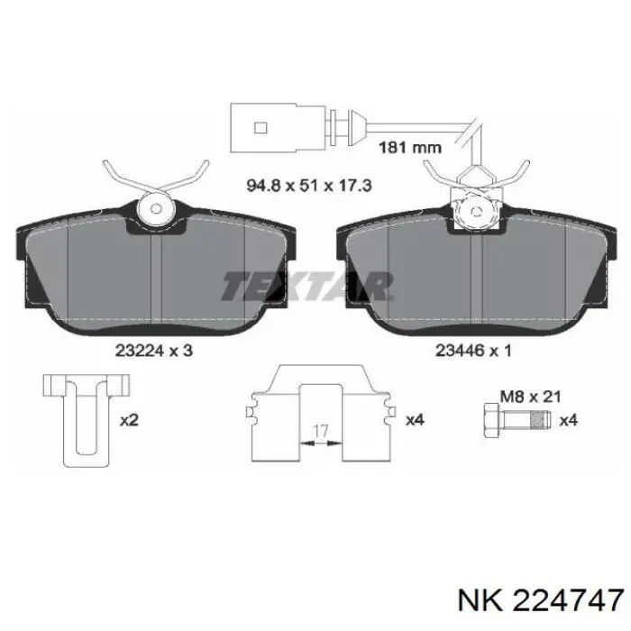 224747 NK pastillas de freno traseras