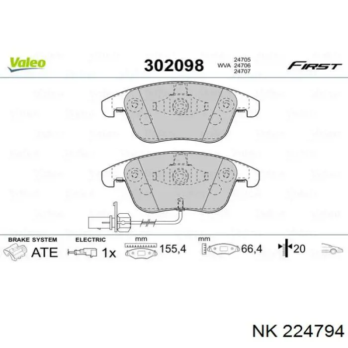 224794 NK pastillas de freno delanteras