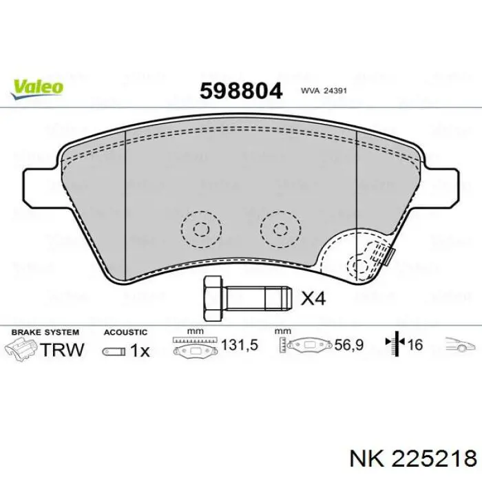 225218 NK pastillas de freno delanteras