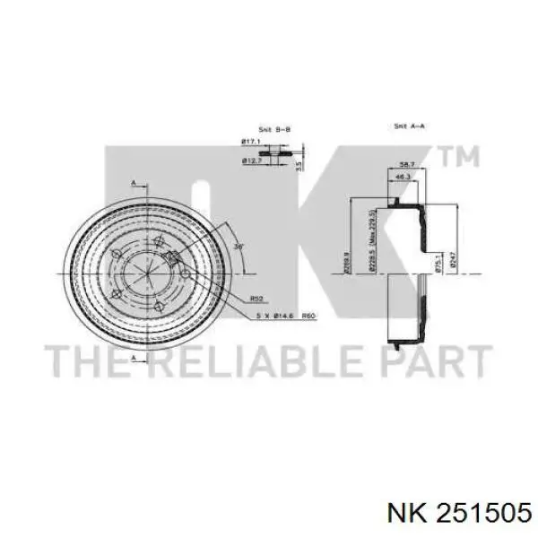 251505 NK freno de tambor trasero