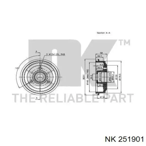 251901 NK freno de tambor trasero