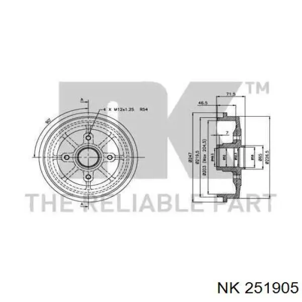 251905 NK freno de tambor trasero