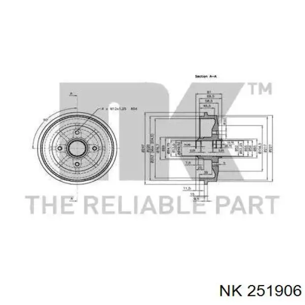 Tambor de freno trasero BAD903030 Open Parts