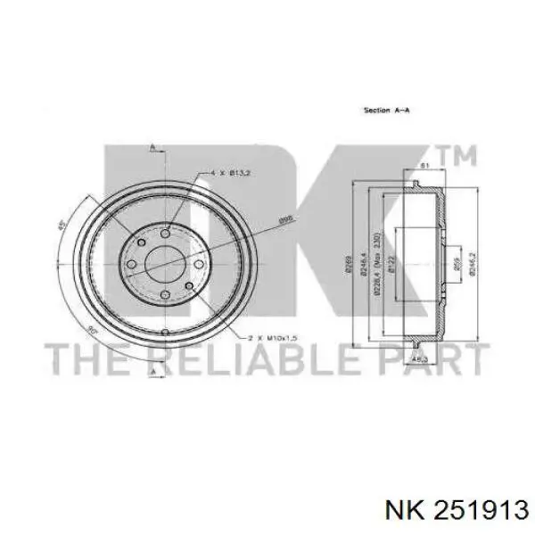 251913 NK freno de tambor trasero