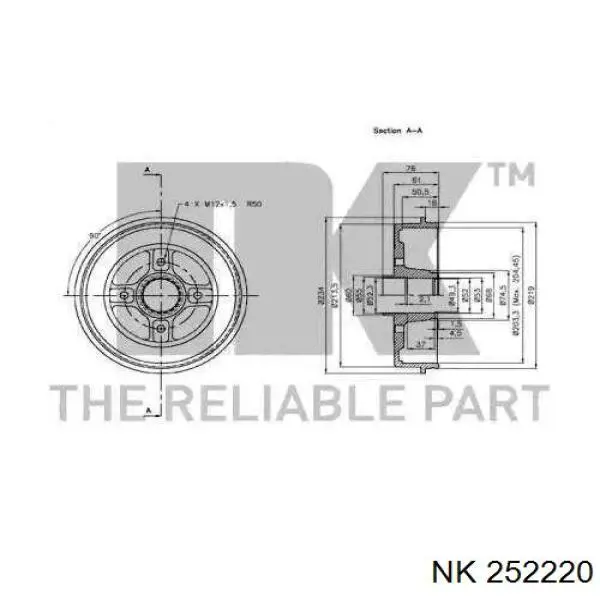 252220 NK freno de tambor trasero