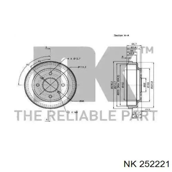 252221 NK freno de tambor trasero