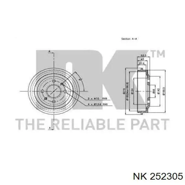 252305 NK freno de tambor trasero