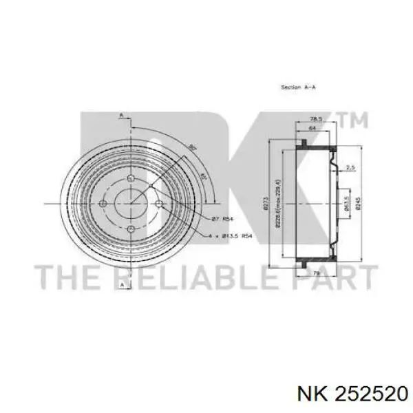 252520 NK freno de tambor trasero